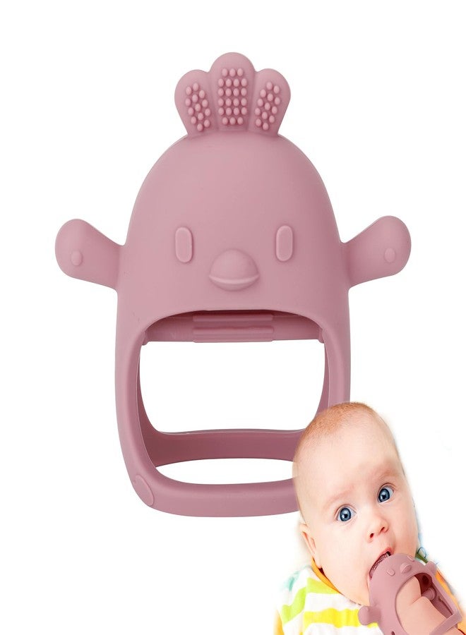 Socub Silicone Baby Teether Toys for Infants 3-6 6-12 Months, BPA Free Anti-Drop Silicone Mitten Teething Toy, Baby Chew Toys for Sucking Needs, Newborn Essentials & Baby Shower Gifts Girls(Dark Pink) - Image 1